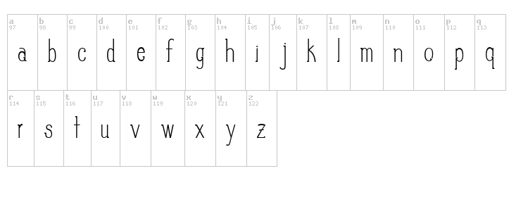 Slim Pickins font map